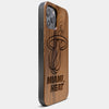 Best Wood Miami Heat iPhone 13 Pro Max Case | Custom Miami Heat Gift | Walnut Wood Cover - Engraved In Nature