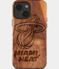 Eco-friendly Miami Heat iPhone 15 Plus Case - Carved Wood Custom Miami Heat Gift For Him - Monogrammed Personalized iPhone 15 Plus Cover By Engraved In Nature