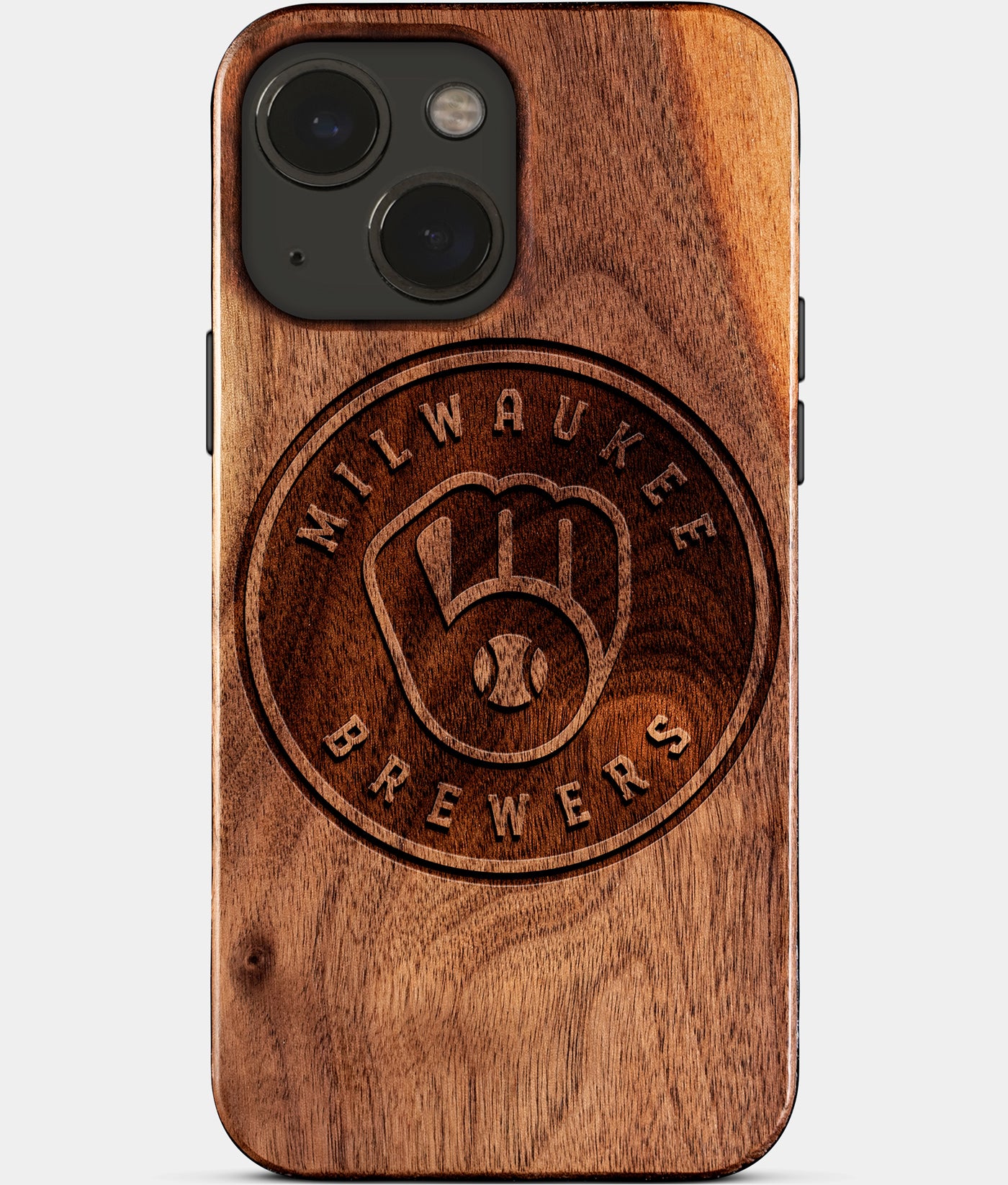 Eco-friendly Milwaukee Brewers iPhone 15 Case - Carved Wood Custom Milwaukee Brewers Gift For Him - Monogrammed Personalized iPhone 15 Cover By Engraved In Nature