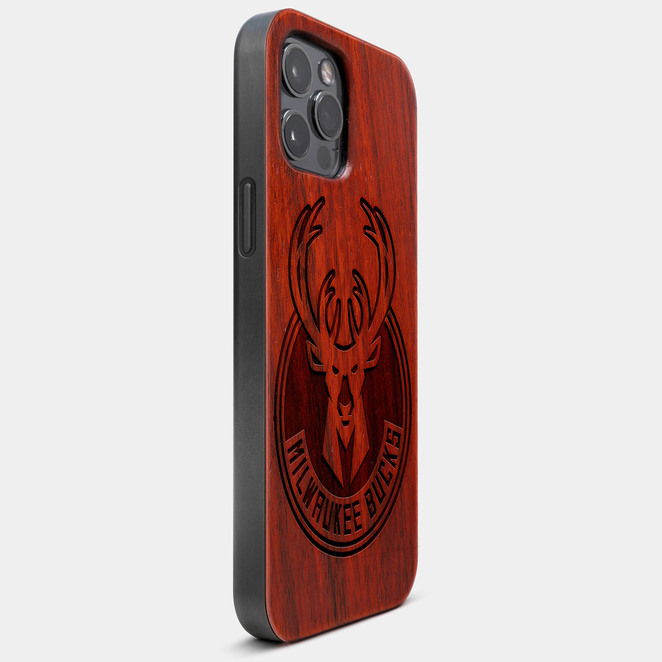 Best Wood Milwaukee Bucks iPhone 13 Pro Max Case | Custom Milwaukee Bucks Gift | Mahogany Wood Cover - Engraved In Nature