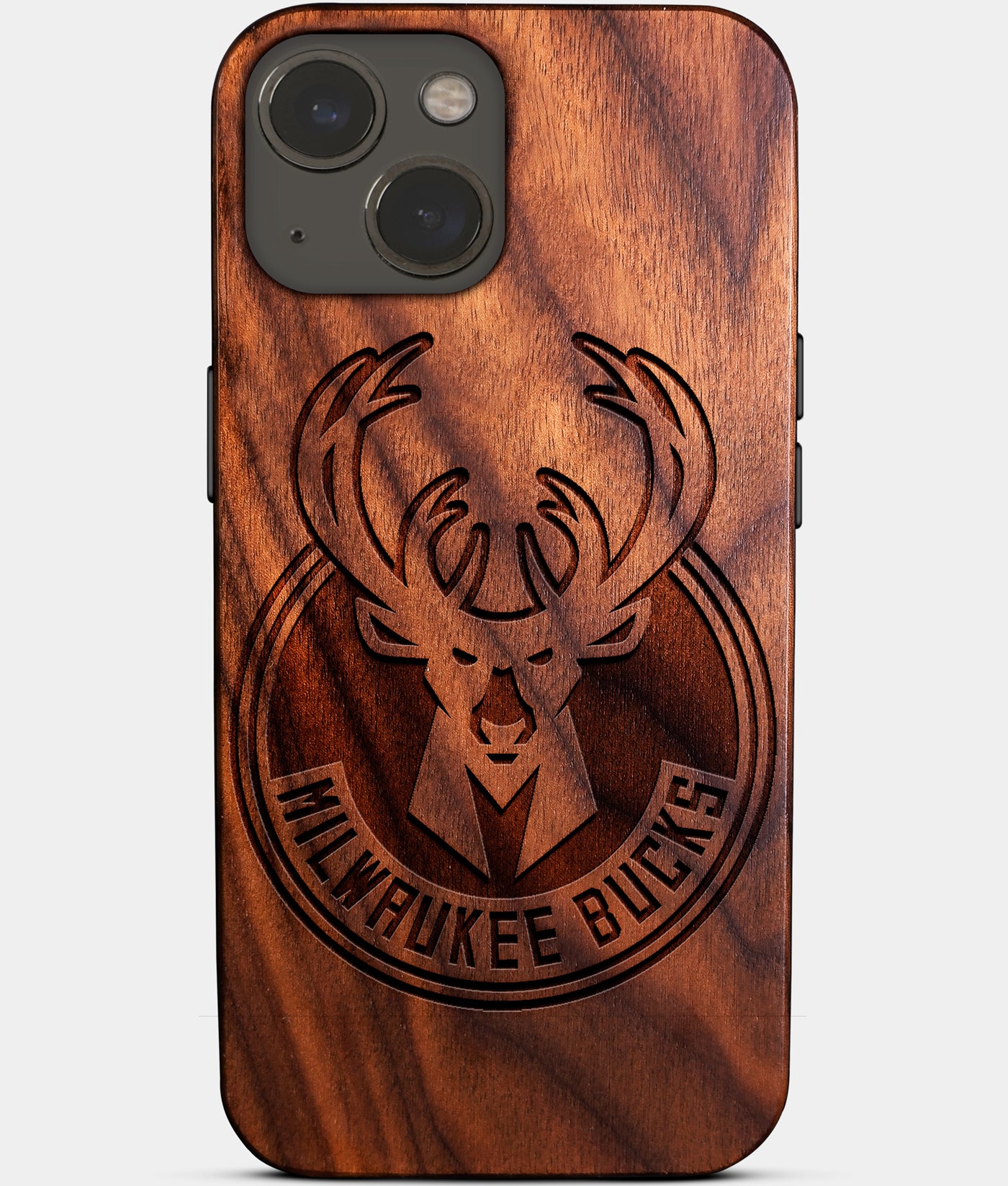 Eco-friendly Milwaukee Bucks iPhone 14 Case - Carved Wood Custom Milwaukee Bucks Gift For Him - Monogrammed Personalized iPhone 14 Cover By Engraved In Nature