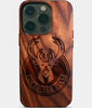 Eco-friendly Milwaukee Bucks iPhone 14 Pro Case - Carved Wood Custom Milwaukee Bucks Gift For Him - Monogrammed Personalized iPhone 14 Pro Cover By Engraved In Nature