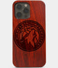 Carved Wood Minnesota Timberwolves iPhone 13 Pro Case | Custom Minnesota Timberwolves Gift, Birthday Gift | Personalized Mahogany Wood Cover, Gifts For Him, Monogrammed Gift For Fan | by Engraved In Nature