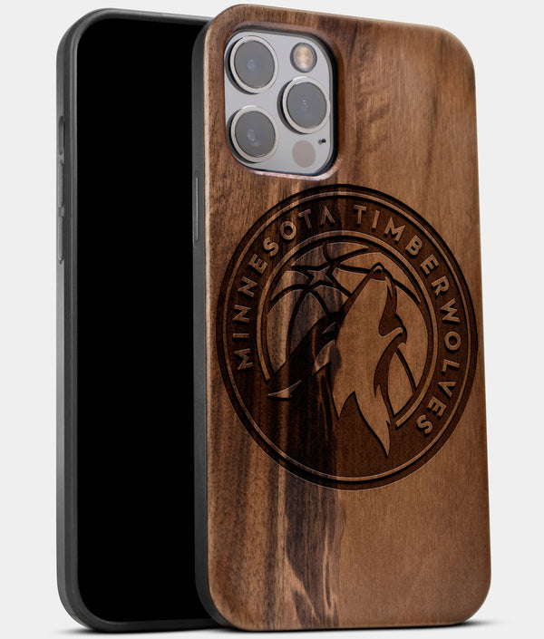 Best Wood Minnesota Timberwolves iPhone 13 Pro Case | Custom Minnesota Timberwolves Gift | Walnut Wood Cover - Engraved In Nature