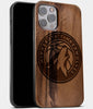 Best Wood Minnesota Timberwolves iPhone 13 Pro Case | Custom Minnesota Timberwolves Gift | Walnut Wood Cover - Engraved In Nature