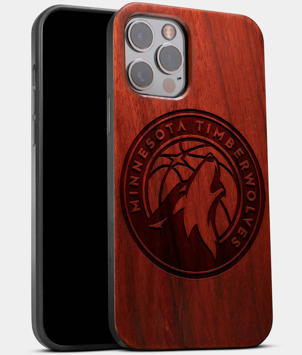 Best Wood Minnesota Timberwolves iPhone 13 Pro Max Case | Custom Minnesota Timberwolves Gift | Mahogany Wood Cover - Engraved In Nature