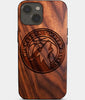 Eco-friendly Minnesota Timberwolves iPhone 14 Case - Carved Wood Custom Minnesota Timberwolves Gift For Him - Monogrammed Personalized iPhone 14 Cover By Engraved In Nature