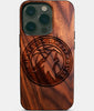 Eco-friendly Minnesota Timberwolves iPhone 14 Pro Case - Carved Wood Custom Minnesota Timberwolves Gift For Him - Monogrammed Personalized iPhone 14 Pro Cover By Engraved In Nature
