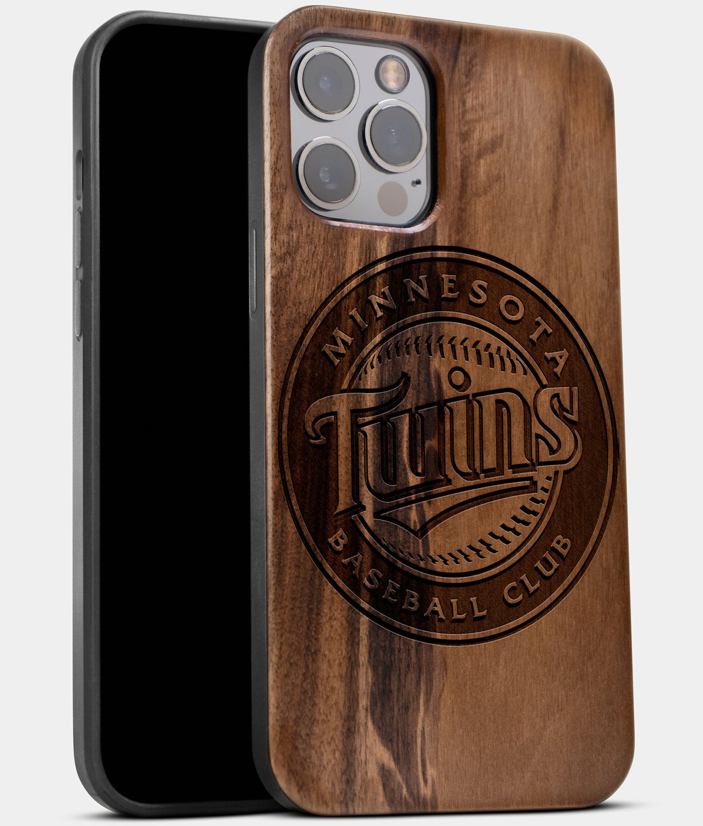 Best Wood Minnesota Twins iPhone 13 Pro Case | Custom Minnesota Twins Gift | Walnut Wood Cover - Engraved In Nature