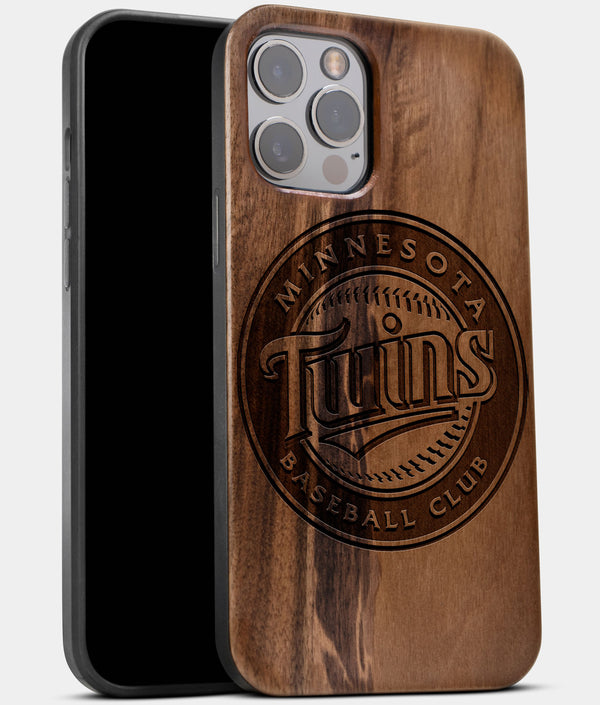 Best Wood Minnesota Twins iPhone 13 Pro Max Case | Custom Minnesota Twins Gift | Walnut Wood Cover - Engraved In Nature