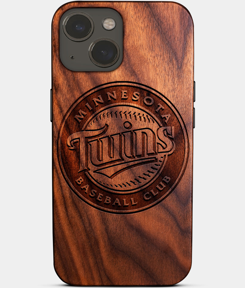 Eco-friendly Minnesota Twins iPhone 14 Case - Carved Wood Custom Minnesota Twins Gift For Him - Monogrammed Personalized iPhone 14 Cover By Engraved In Nature