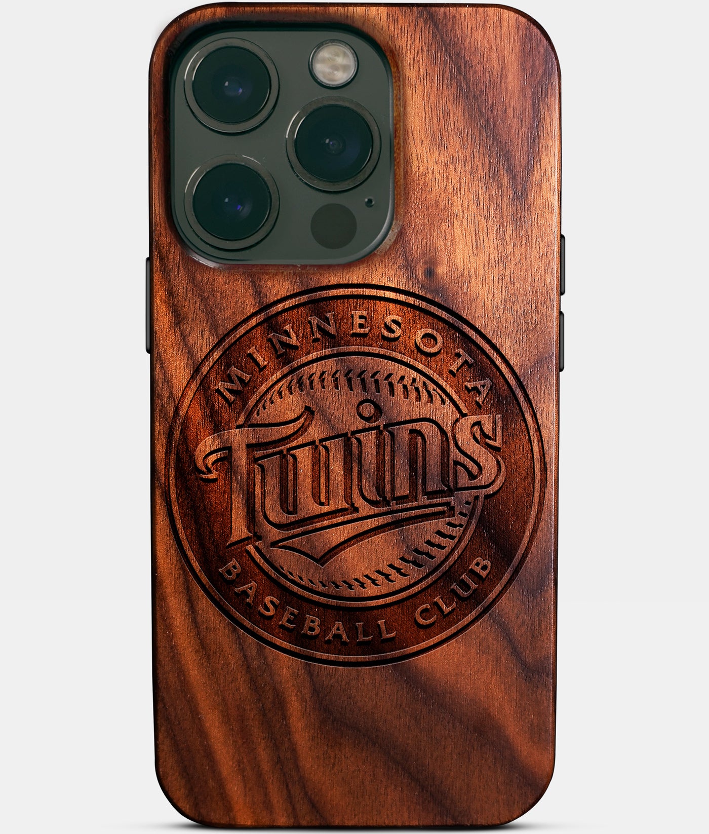 Eco-friendly Minnesota Twins iPhone 14 Pro Case - Carved Wood Custom Minnesota Twins Gift For Him - Monogrammed Personalized iPhone 14 Pro Cover By Engraved In Nature