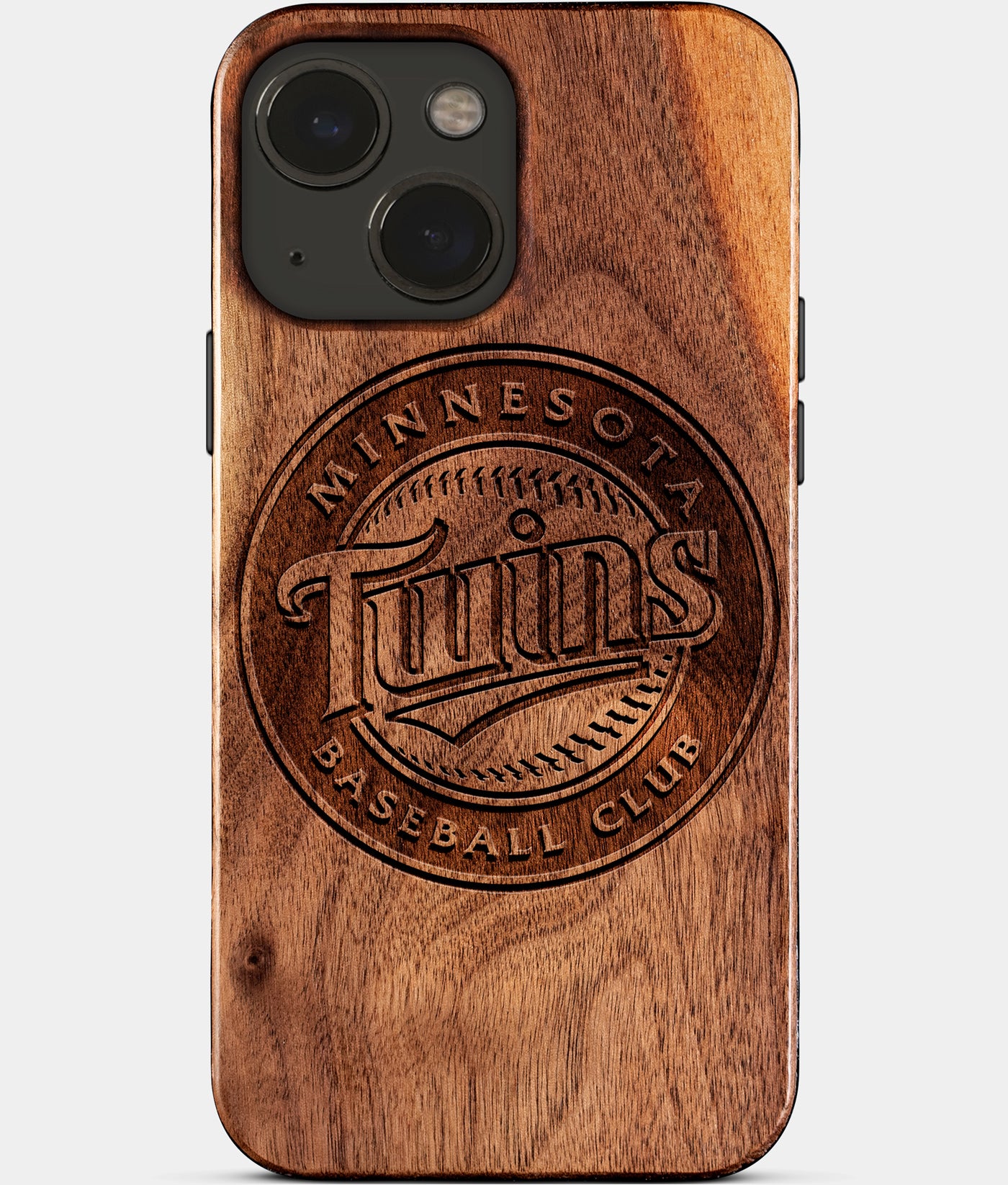Eco-friendly Minnesota Twins iPhone 15 Case - Carved Wood Custom Minnesota Twins Gift For Him - Monogrammed Personalized iPhone 15 Cover By Engraved In Nature