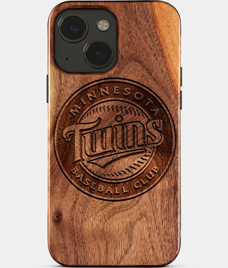 Eco-friendly Minnesota Twins iPhone 15 Plus Case - Carved Wood Custom Minnesota Twins Gift For Him - Monogrammed Personalized iPhone 15 Plus Cover By Engraved In Nature
