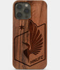 Carved Wood Minnesota United FC iPhone 13 Pro Max Case | Custom Minnesota United FC Gift, Birthday Gift | Personalized Mahogany Wood Cover, Gifts For Him, Monogrammed Gift For Fan | by Engraved In Nature