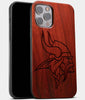Best Wood Minnesota Vikings iPhone 13 Pro Case | Custom Minnesota Vikings Gift | Mahogany Wood Cover - Engraved In Nature