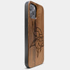 Best Wood Minnesota Vikings iPhone 13 Pro Max Case | Custom Minnesota Vikings Gift | Walnut Wood Cover - Engraved In Nature