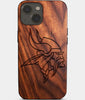 Eco-friendly Minnesota Vikings iPhone 14 Case - Carved Wood Custom Minnesota Vikings Gift For Him - Monogrammed Personalized iPhone 14 Cover By Engraved In Nature