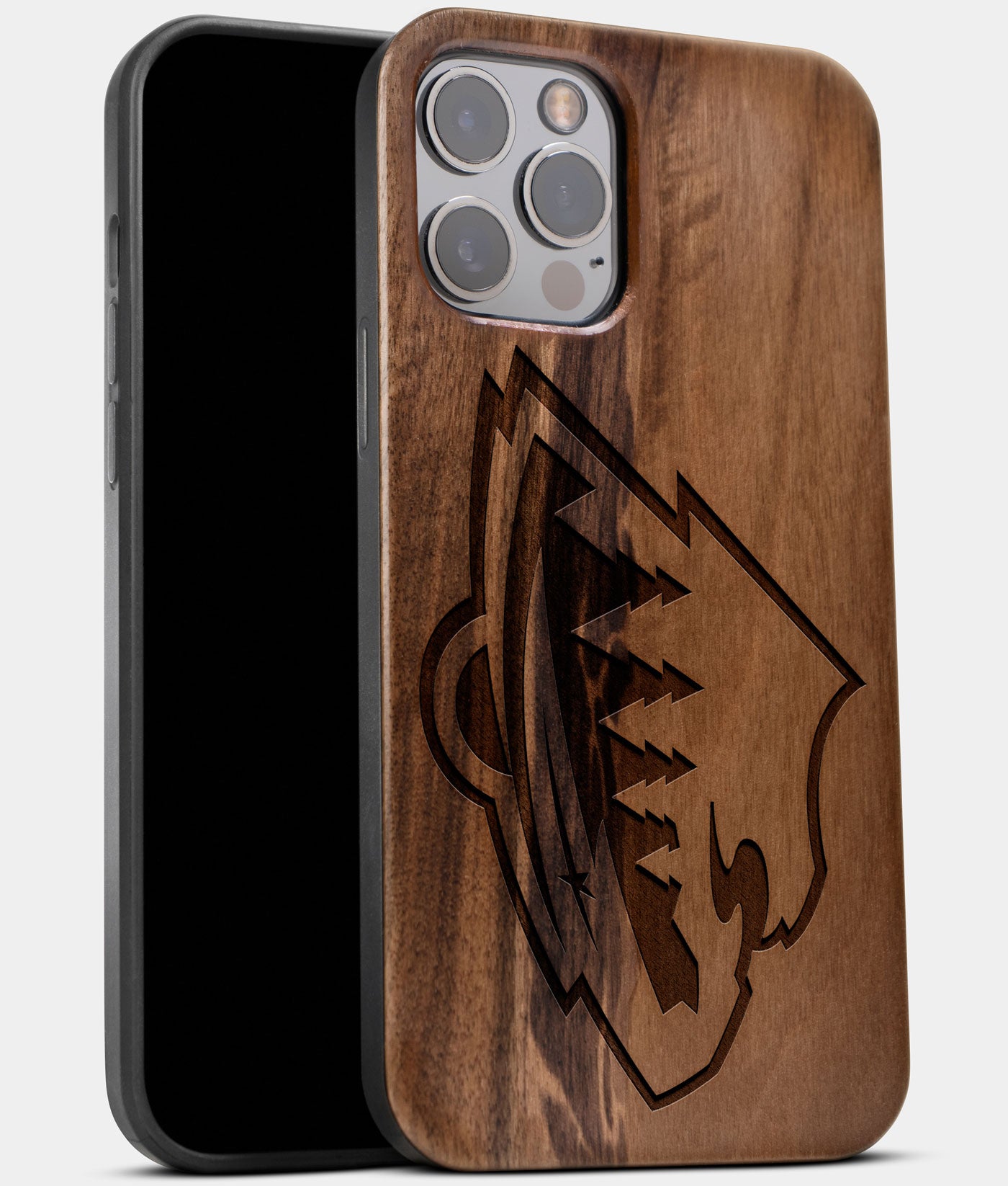 Best Wood Minnesota Wild iPhone 13 Pro Case | Custom Minnesota Wild Gift | Walnut Wood Cover - Engraved In Nature