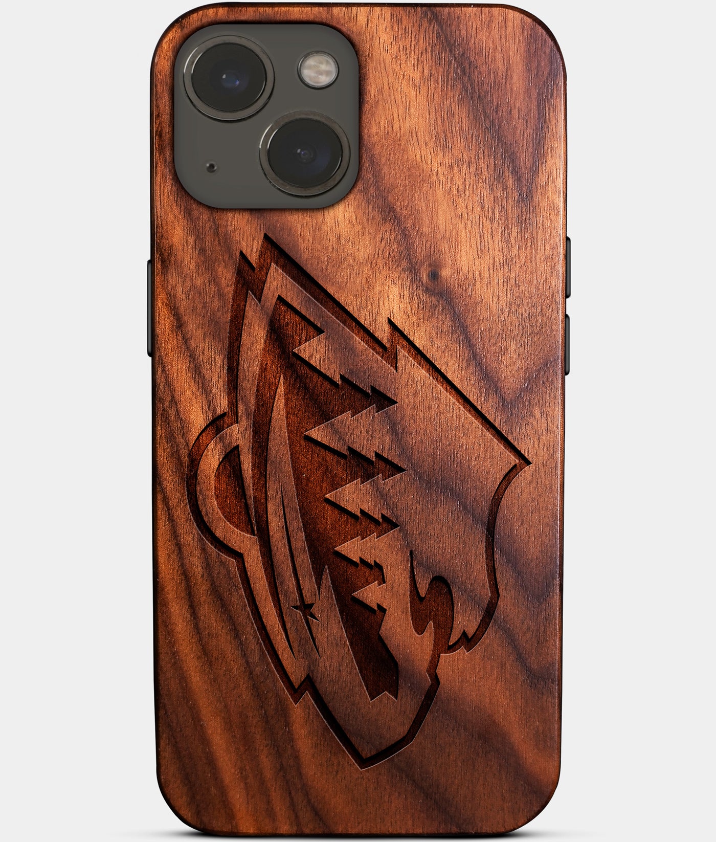 Eco-friendly Minnesota Wild iPhone 14 Plus Case - Carved Wood Custom Minnesota Wild Gift For Him - Monogrammed Personalized iPhone 14 Plus Cover By Engraved In Nature