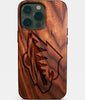 Eco-friendly Minnesota Wild iPhone 14 Pro Max Case - Carved Wood Custom Minnesota Wild Gift For Him - Monogrammed Personalized iPhone 14 Pro Max Cover By Engraved In Nature