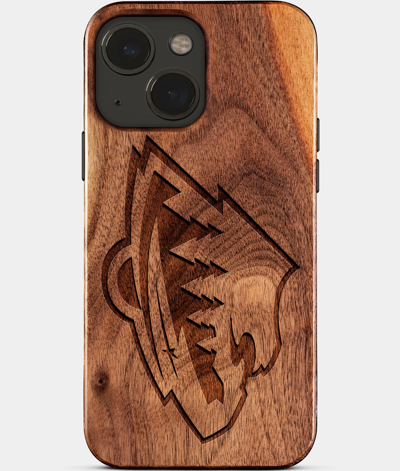 Eco-friendly Minnesota Wild iPhone 15 Case - Carved Wood Custom Minnesota Wild Gift For Him - Monogrammed Personalized iPhone 15 Cover By Engraved In Nature