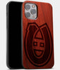 Best Wood Montreal Canadiens iPhone 13 Pro Case | Custom Montreal Canadiens Gift | Mahogany Wood Cover - Engraved In Nature