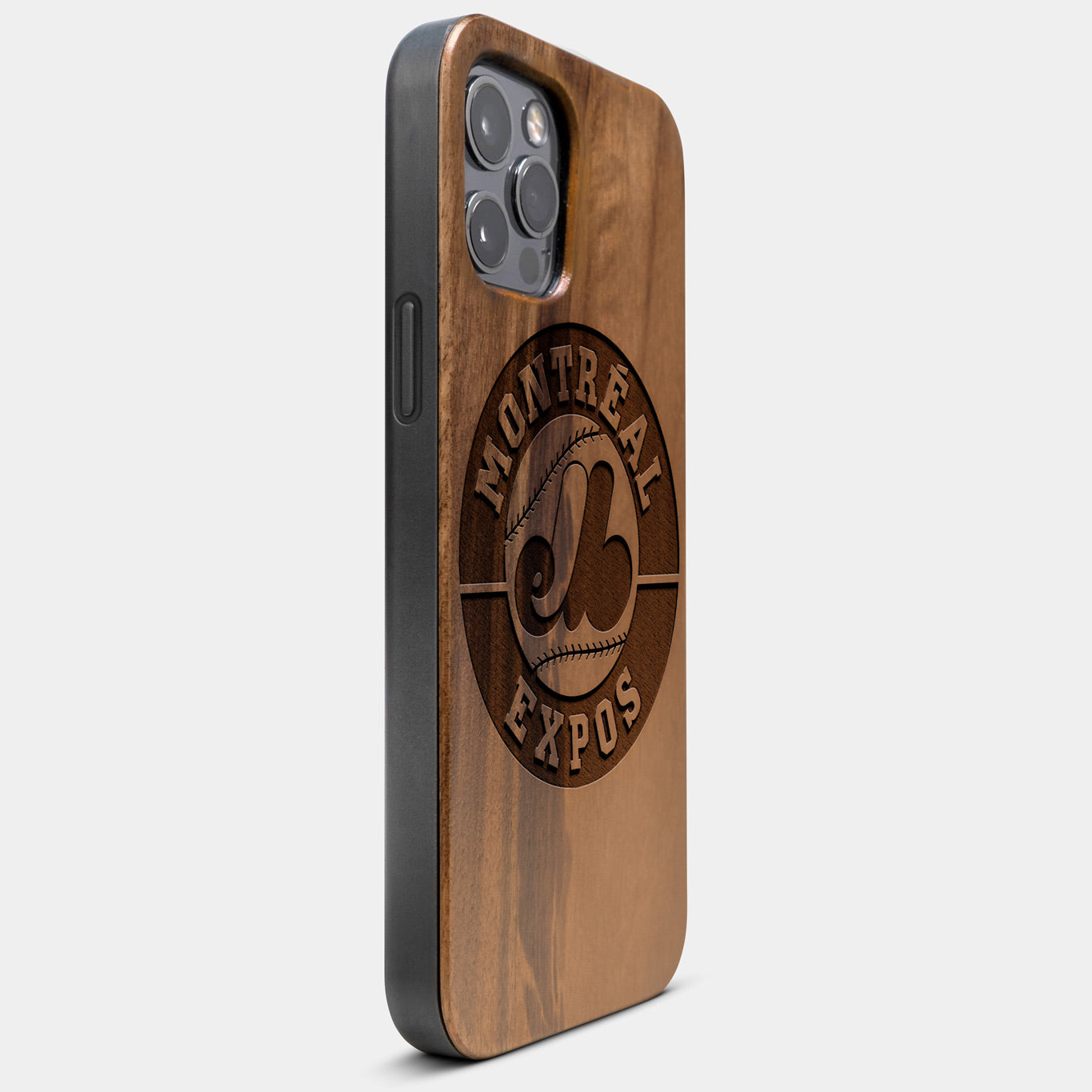 Best Wood Montreal Expos iPhone 13 Pro Case | Custom Montreal Expos Gift | Walnut Wood Cover - Engraved In Nature