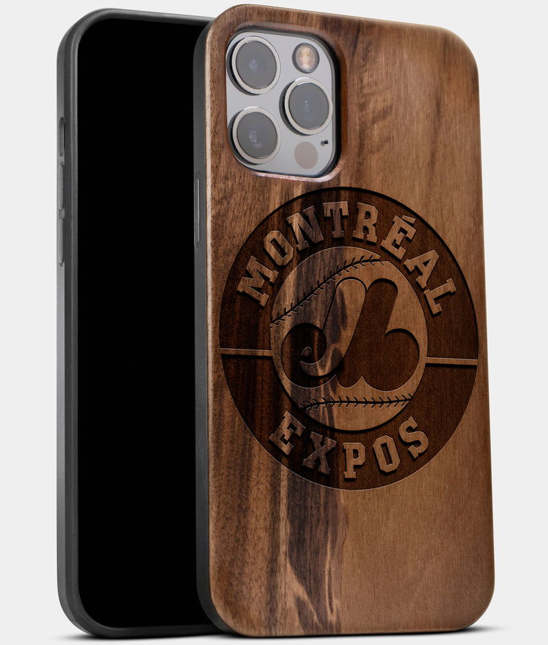 Best Wood Montreal Expos iPhone 13 Pro Max Case | Custom Montreal Expos Gift | Walnut Wood Cover - Engraved In Nature