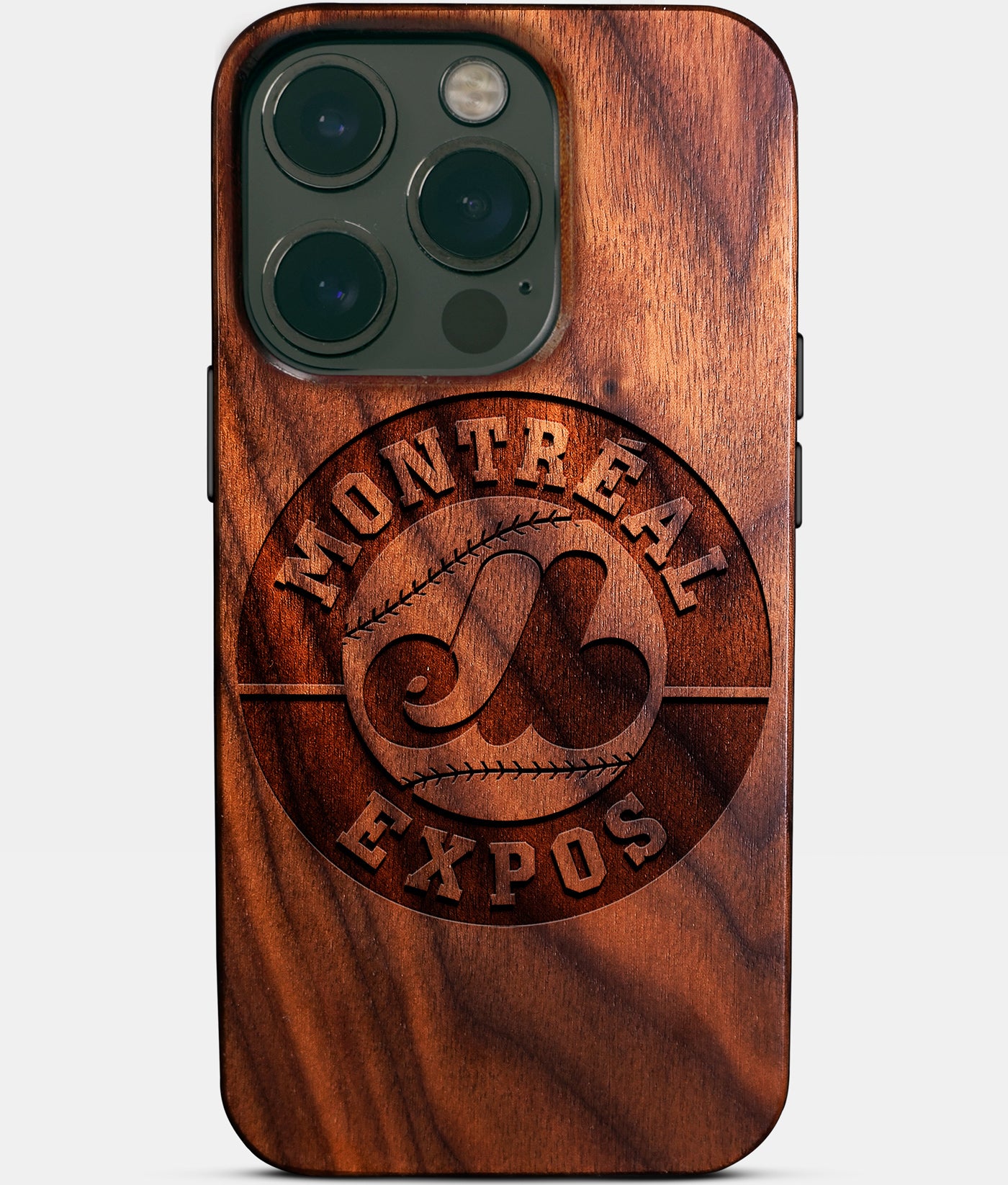 Eco-friendly Montreal Expos iPhone 14 Pro Case - Carved Wood Custom Montreal Expos Gift For Him - Monogrammed Personalized iPhone 14 Pro Cover By Engraved In Nature