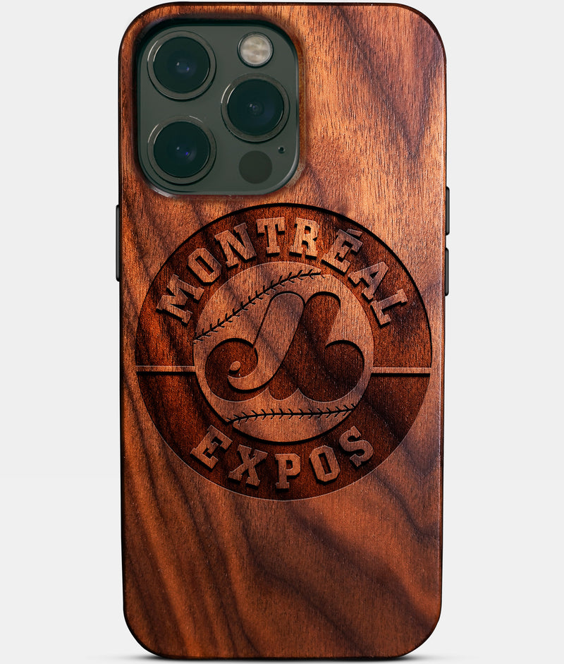 Eco-friendly Montreal Expos iPhone 14 Pro Max Case - Carved Wood Custom Montreal Expos Gift For Him - Monogrammed Personalized iPhone 14 Pro Max Cover By Engraved In Nature