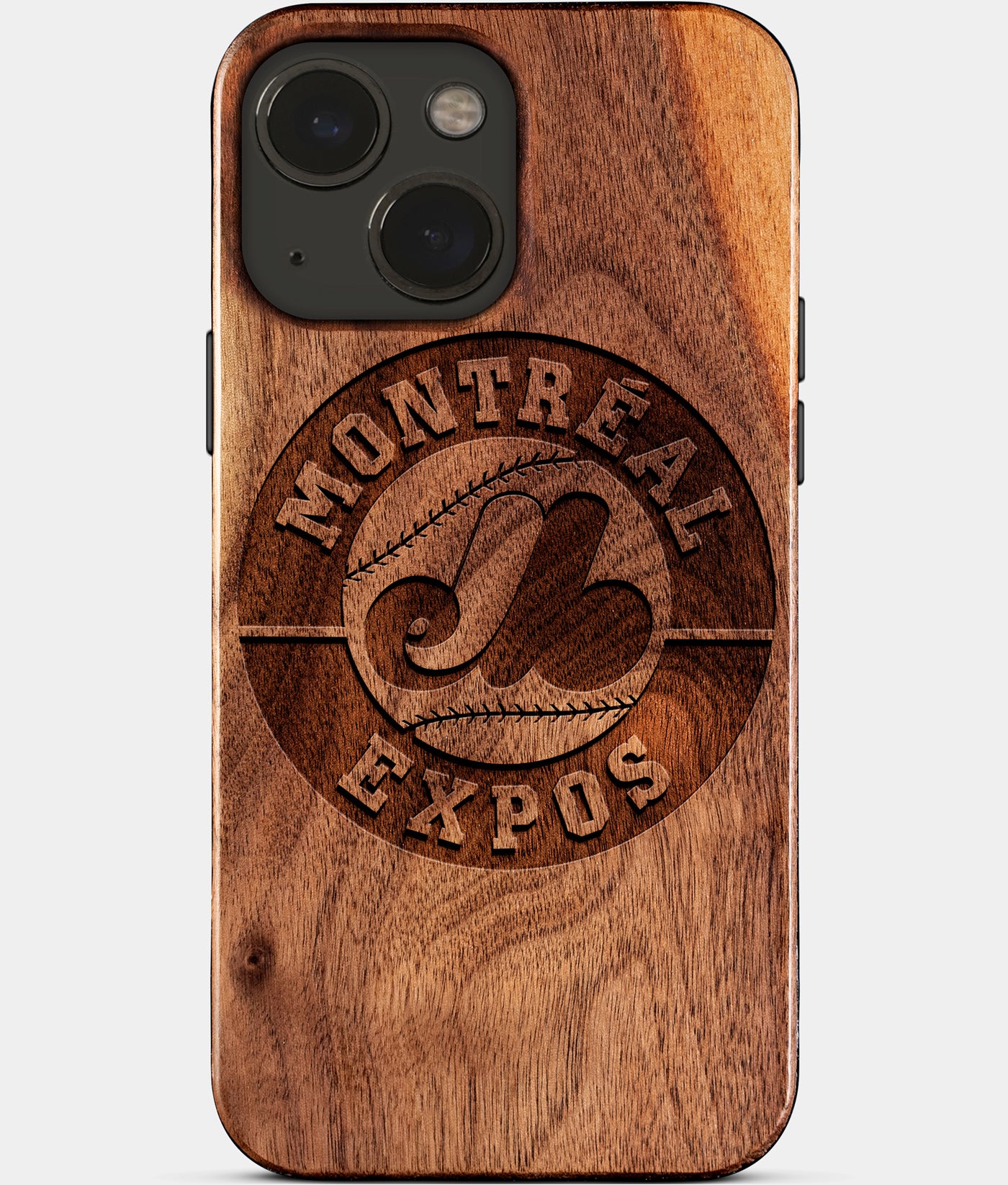 Eco-friendly Montreal Expos iPhone 15 Case - Carved Wood Custom Montreal Expos Gift For Him - Monogrammed Personalized iPhone 15 Cover By Engraved In Nature
