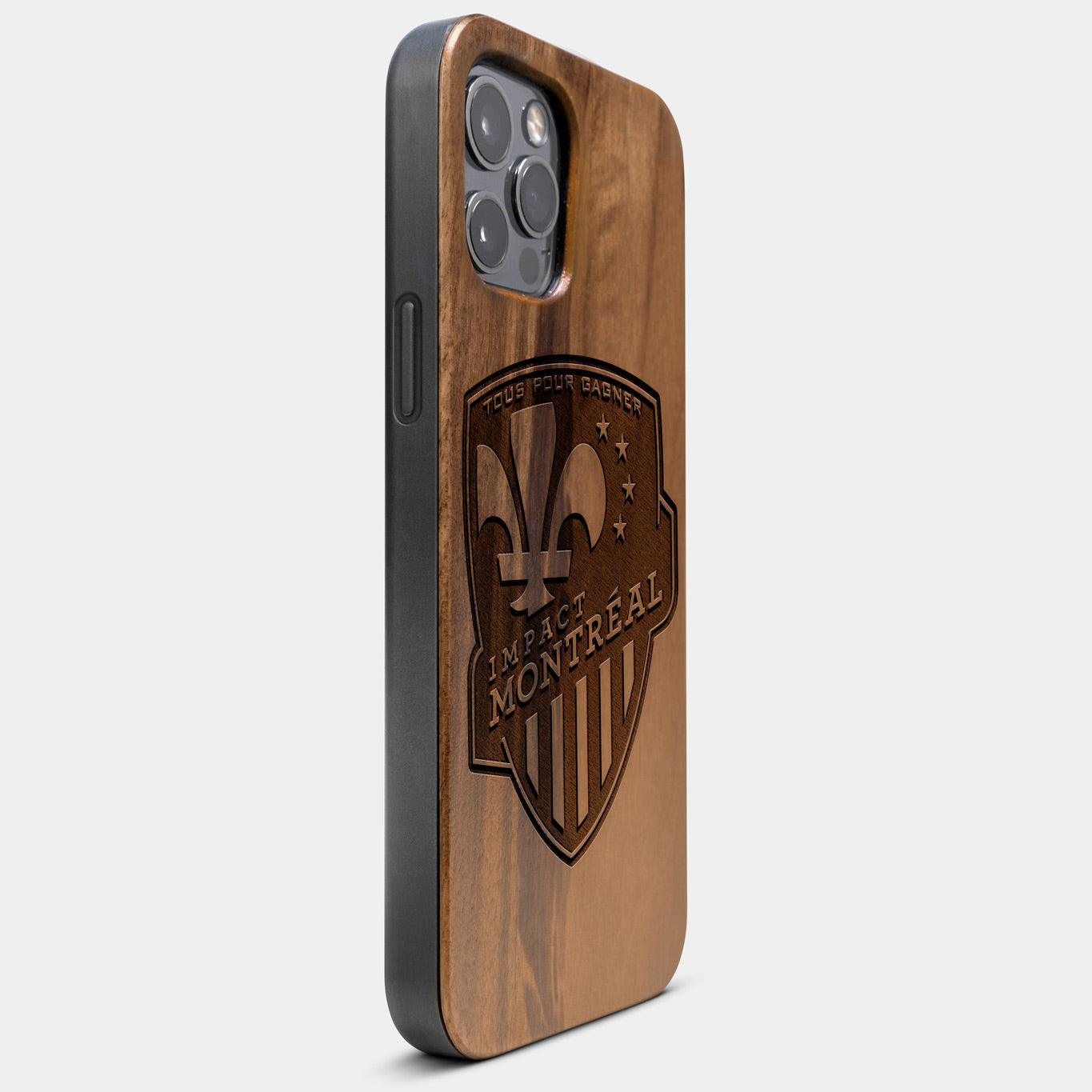Best Wood Montreal Impact iPhone 13 Pro Max Case | Custom Montreal Impact Gift | Walnut Wood Cover - Engraved In Nature