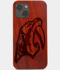 Carved Wood Nashville Predators iPhone 13 Mini Case | Custom Nashville Predators Gift, Birthday Gift | Personalized Mahogany Wood Cover, Gifts For Him, Monogrammed Gift For Fan | by Engraved In Nature