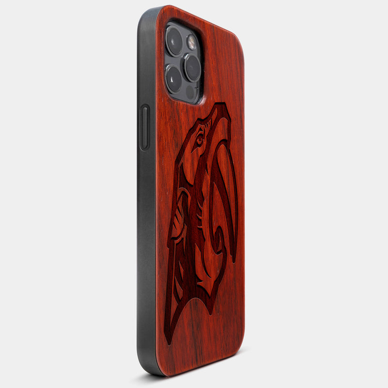 Best Wood Nashville Predators iPhone 13 Pro Max Case | Custom Nashville Predators Gift | Mahogany Wood Cover - Engraved In Nature