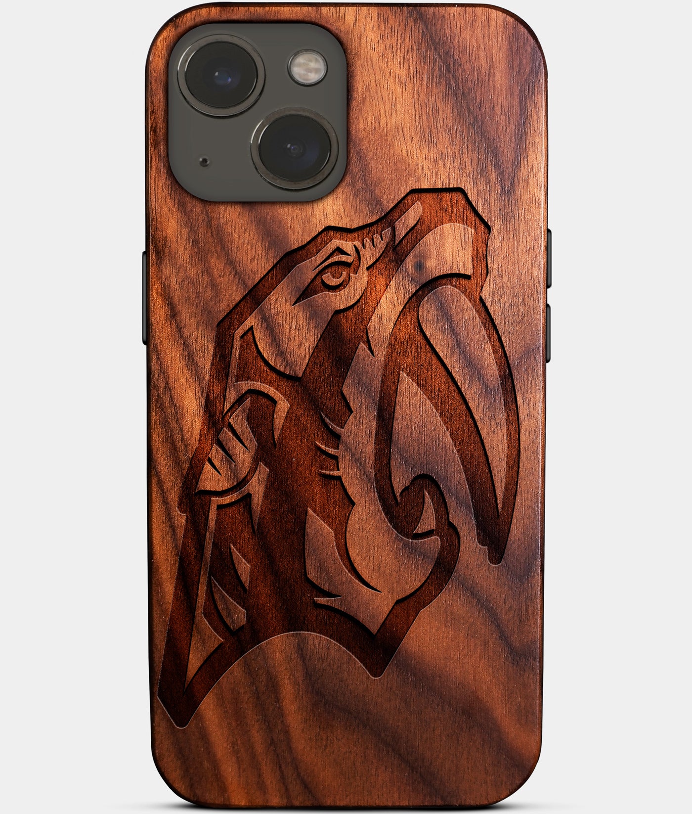 Eco-friendly Nashville Predators iPhone 14 Plus Case - Carved Wood Custom Nashville Predators Gift For Him - Monogrammed Personalized iPhone 14 Plus Cover By Engraved In Nature