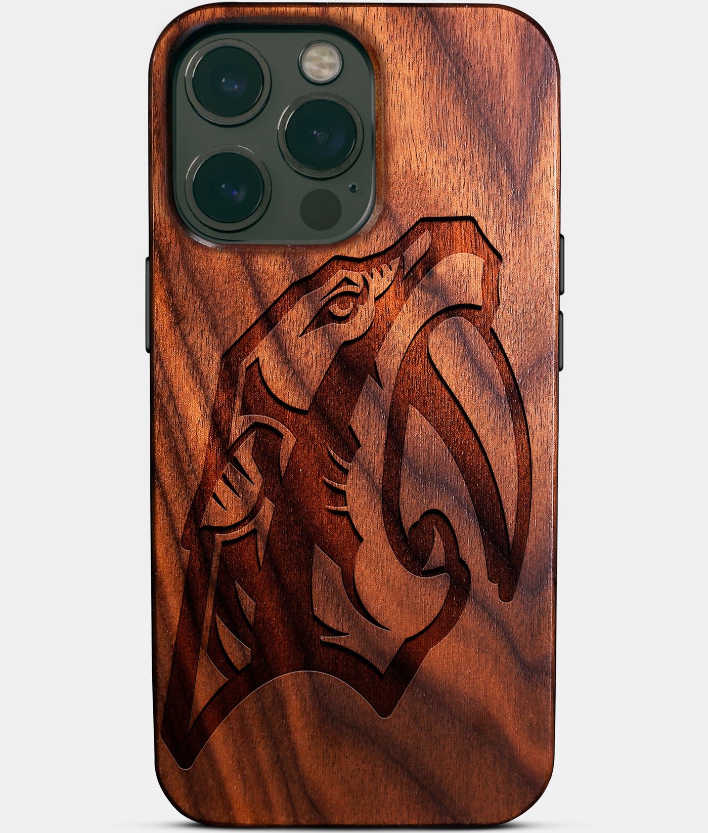 Eco-friendly Nashville Predators iPhone 14 Pro Max Case - Carved Wood Custom Nashville Predators Gift For Him - Monogrammed Personalized iPhone 14 Pro Max Cover By Engraved In Nature