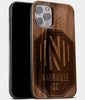 Best Wood Nashville SC iPhone 13 Pro Max Case | Custom Nashville SC Gift | Walnut Wood Cover - Engraved In Nature