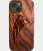 Eco-friendly New England Patriots iPhone 14 Plus Case - Carved Wood Custom New England Patriots Gift For Him - Monogrammed Personalized iPhone 14 Plus Cover By Engraved In Nature