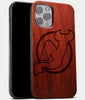 Best Wood New Jersey Devils iPhone 13 Pro Max Case | Custom New Jersey Devils Gift | Mahogany Wood Cover - Engraved In Nature