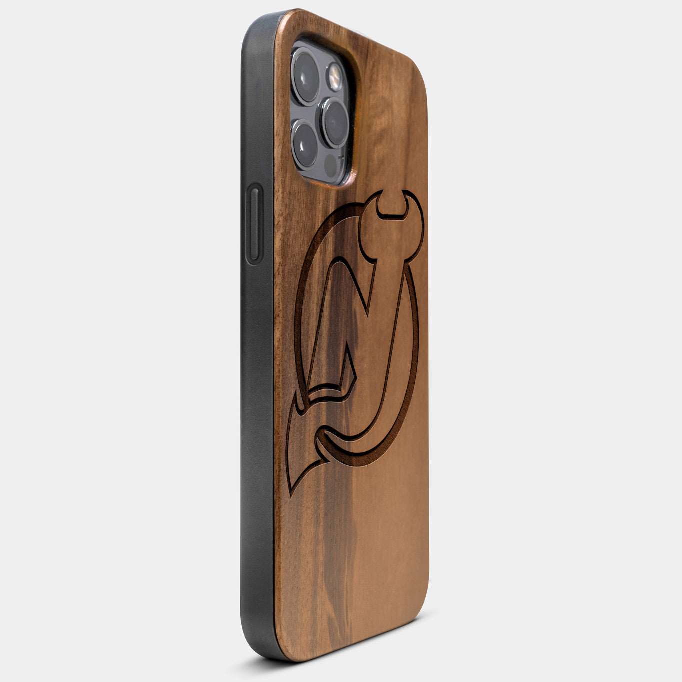 Best Wood New Jersey Devils iPhone 13 Pro Max Case | Custom New Jersey Devils Gift | Walnut Wood Cover - Engraved In Nature