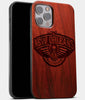 Best Wood New Orleans Pelicans iPhone 13 Pro Case | Custom New Orleans Pelicans Gift | Mahogany Wood Cover - Engraved In Nature