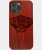 Carved Wood New Orleans Pelicans iPhone 13 Pro Case | Custom New Orleans Pelicans Gift, Birthday Gift | Personalized Mahogany Wood Cover, Gifts For Him, Monogrammed Gift For Fan | by Engraved In Nature