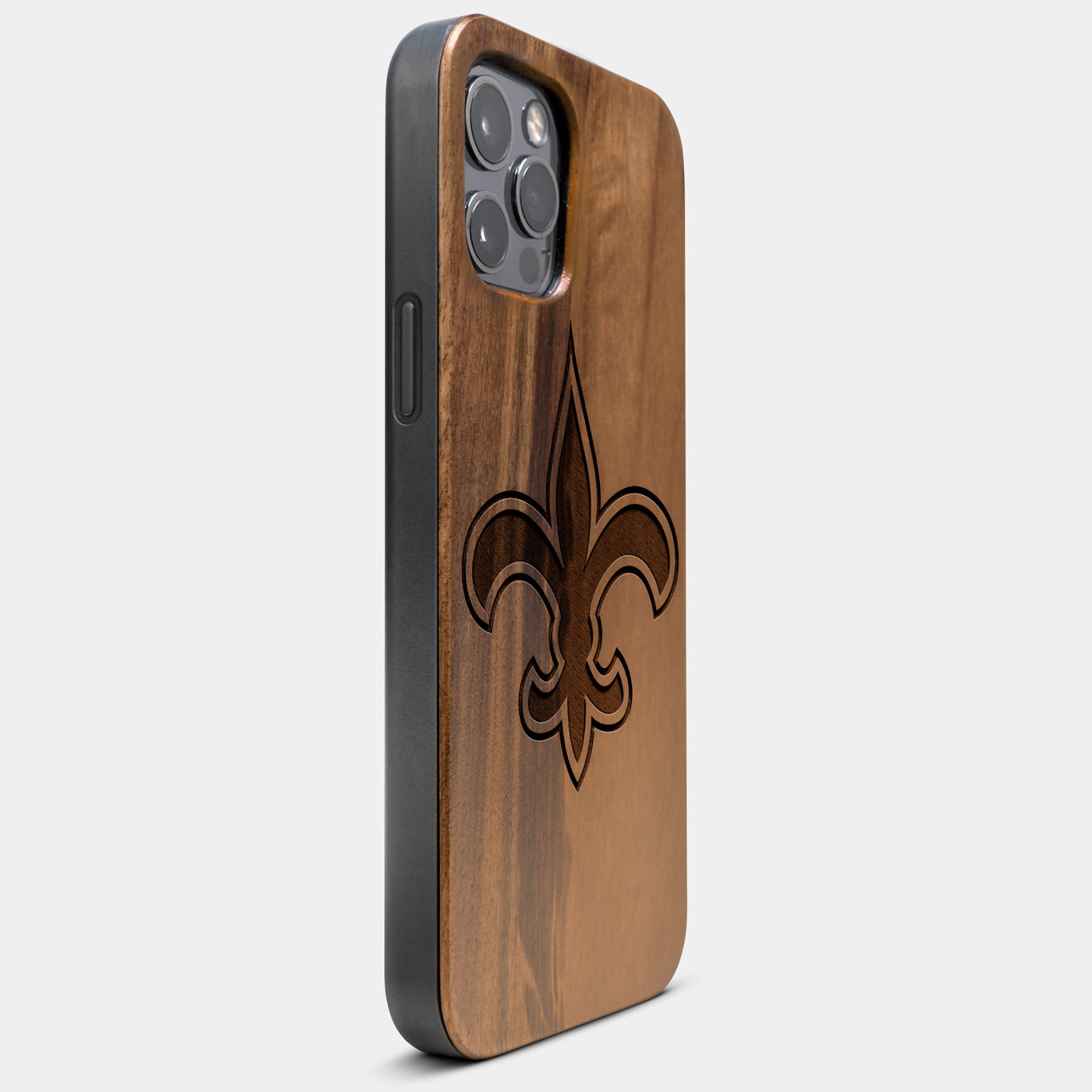 Best Wood New Orleans Saints iPhone 13 Pro Case | Custom New Orleans Saints Gift | Walnut Wood Cover - Engraved In Nature