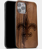 Best Wood New Orleans Saints iPhone 13 Pro Max Case | Custom New Orleans Saints Gift | Walnut Wood Cover - Engraved In Nature