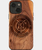 Eco-friendly New York City FC iPhone 15 Case - Carved Wood Custom New York City FC Gift For Him - Monogrammed Personalized iPhone 15 Cover By Engraved In Nature