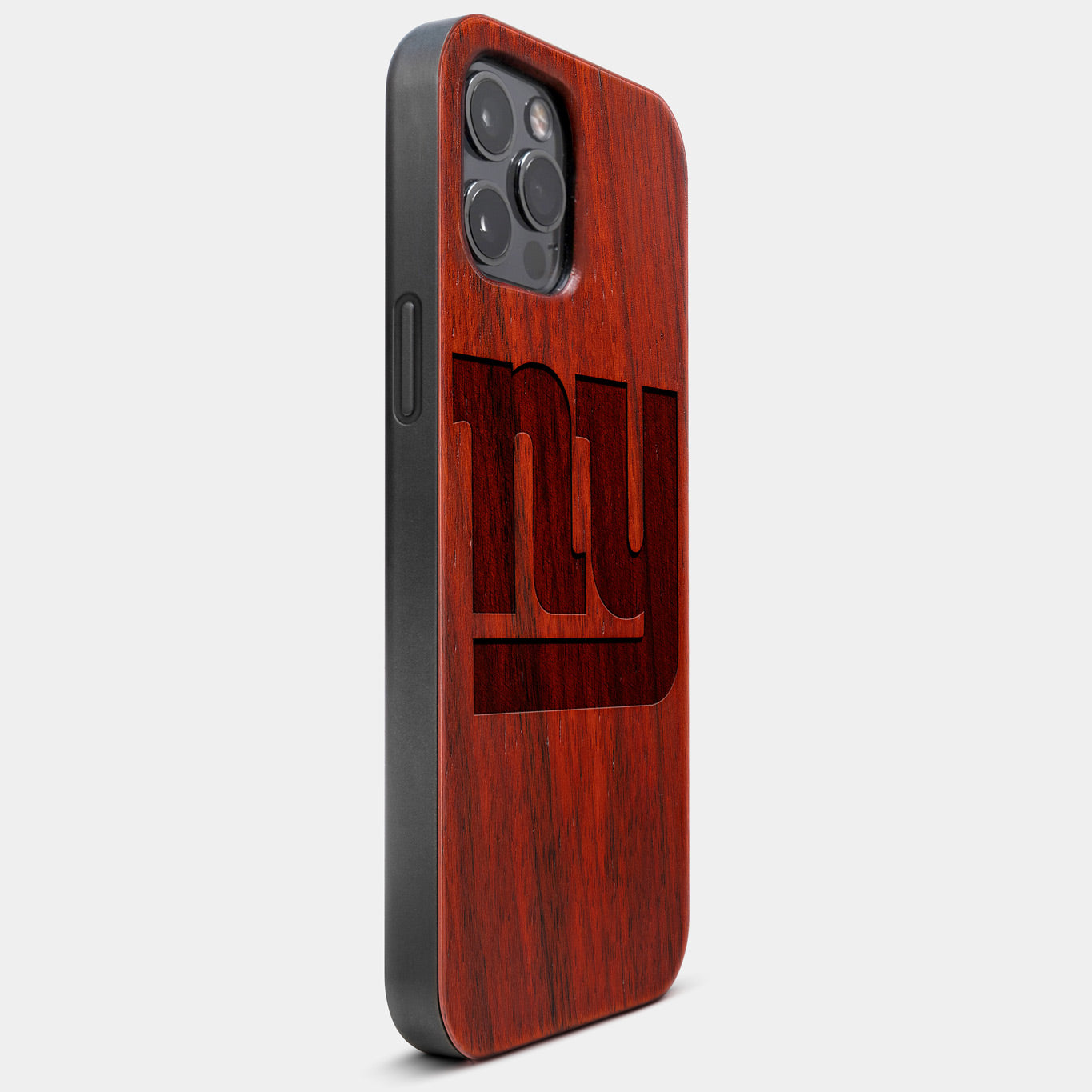 Best Wood New York Giants iPhone 13 Pro Case | Custom NY Giants Gift | Mahogany Wood Cover - Engraved In Nature