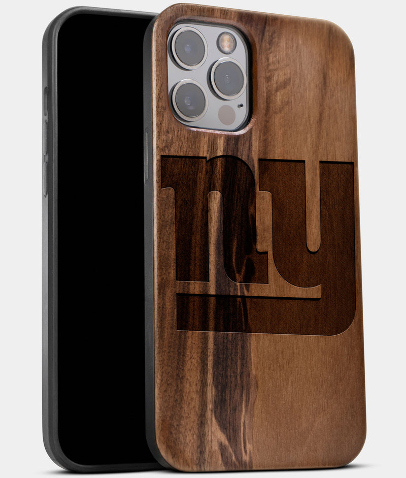 Best Wood New York Giants iPhone 13 Pro Case | Custom NY Giants Gift | Walnut Wood Cover - Engraved In Nature