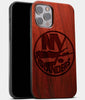 Best Wood New York Islanders iPhone 13 Pro Max Case | Custom NY Islanders Gift | Mahogany Wood Cover - Engraved In Nature