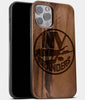 Best Wood New York Islanders iPhone 13 Pro Max Case | Custom NY Islanders Gift | Walnut Wood Cover - Engraved In Nature